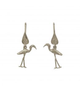 Silver Heron Ornate Hook Earrings Product Photo