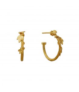 Gold Plate Overgrown Column Medium Hoop Earrings Product Photo