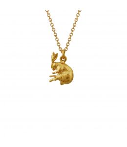 Gold Plate Sleeping Hare Necklace Product Photo
