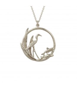 Silver The Heron & the Fish Loop Necklace Product Photo