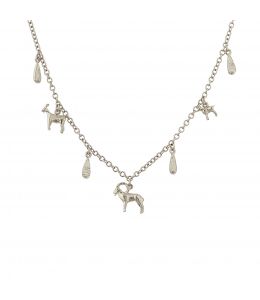 Silver Mountain Goat Family Necklace with Ornate Drops Product Photo