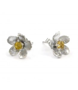 Silver Citrine Buttercup Earrings Product Photo