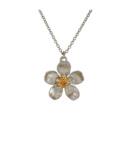 Silver Citrine Buttercup Necklace Product Photo