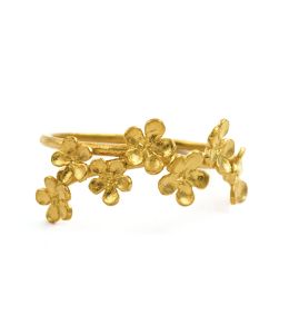 Gold Plate Forget Me Not Flower Trail Stacking Ring Product Photo