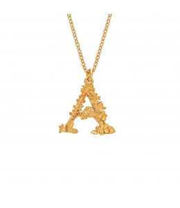 Gold Plate Floral Letter A Necklace Product Photo