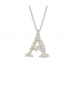 Silver Floral Letter A Necklace Product Photo