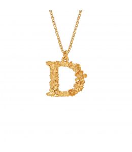 Gold Plate Floral Letter D Necklace Product Photo