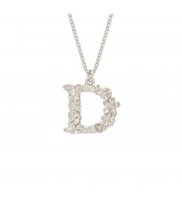 Silver Floral Letter D Necklace Product Photo