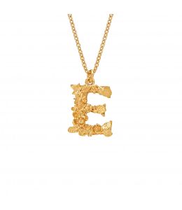 Gold Plate Floral Letter E Necklace Product Photo