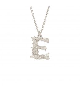 Silver Floral Letter E Necklace Product Photo