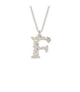 Silver Floral Letter F Necklace Product Photo