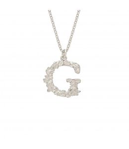 Silver Floral Letter G Necklace Product Photo