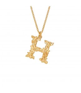 Gold Plate Floral Letter H Necklace Product Photo