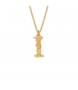 Gold Plate Floral Letter I Necklace Product Photo