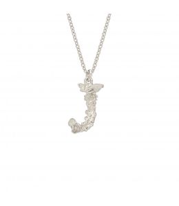 Silver Floral Letter J Necklace Product Photo