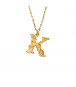 Gold Plate Floral Letter K Necklace Product Photo