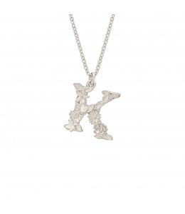 Silver Floral Letter K Necklace Product Photo