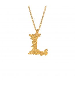 Gold Plate Floral Letter L Necklace Product Photo