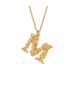 Gold Plate Floral Letter M Necklace Product Photo