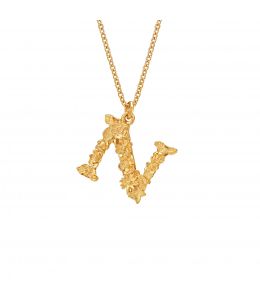 Gold Plate Floral Letter N Necklace Product Photo