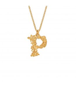 Gold Plate Floral Letter P Necklace Product Photo