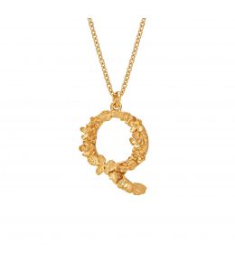 Gold Plate Floral Letter Q Necklace Product Photo