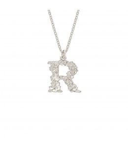 Silver Floral Letter R Necklace Product Photo