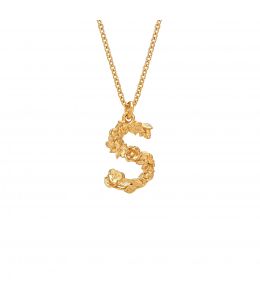 Gold Plate Floral Letter S Necklace Product Photo