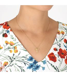 Floral Letter T Necklace