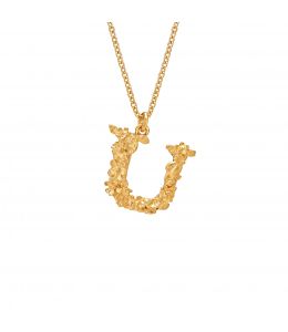 Gold Plate Floral Letter U Necklace Product Photo