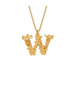 Gold Plate Floral Letter W Necklace Product Photo
