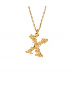 Gold Plate Floral Letter X Necklace Product Photo