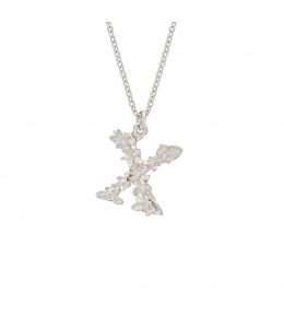 Silver Floral Letter X Necklace Product Photo