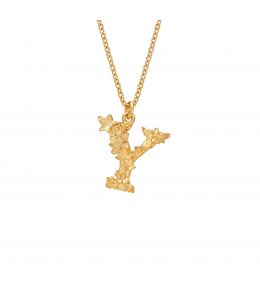 Gold Plate Floral Letter Y Necklace Product Photo