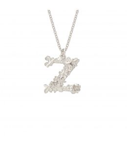 Silver Floral Letter Z Necklace Product Photo