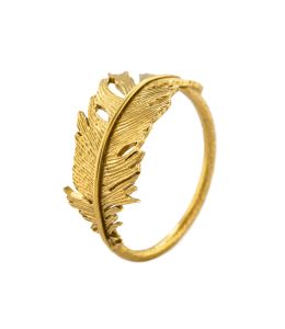 Gold Plate Wrapped Feather Ring Product Photo