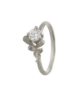 18ct White Gold Asymmetric Diamond Kissing Seed Ring Product Photo