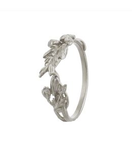 18ct White Gold Scattered Seed Ring with Three Diamonds Product Photo