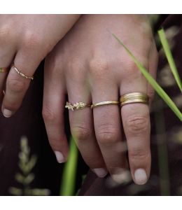Scattered Seed Ring with Three Diamonds