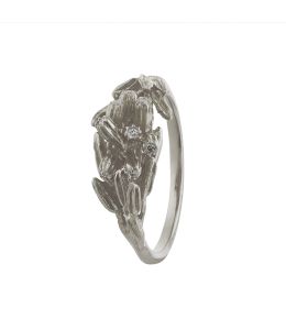 18ct White Gold Gathered Seed Ring with Eight Diamonds Product Photo