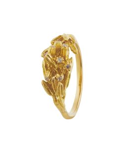 18ct Yellow Gold Gathered Seed Ring with Eight Diamonds Product Photo
