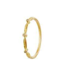 18ct Yellow Gold Kissing Seed Band Ring with Three Diamonds Product Photo