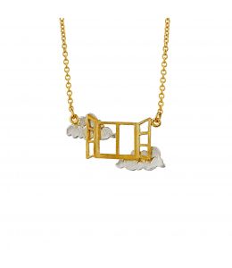 Silver & Gold Plate Open Window Necklace Product Photo