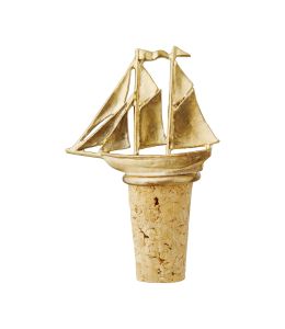 Galleon Ship Brass & Cork Bottle Stopper | Alex Monroe Jewellery