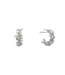 Silver Sprouting Rosette Huggie Hoops Product Photo