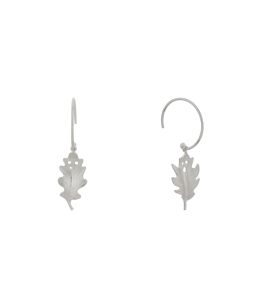 Silver Spooky Leaf Ghost Hoop Drop Earrings Product Photo