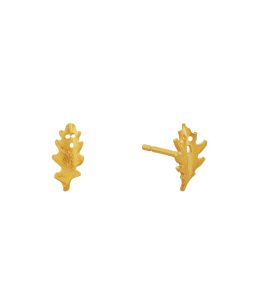 Gold Plate Spooky Leaf Ghost Stud Earrings Product Photo
