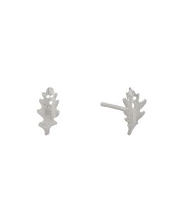 Silver Spooky Leaf Ghost Stud Earrings Product Photo