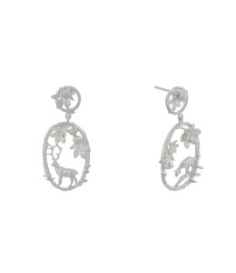 Silver Doe & Stag Oval Loop Drop Earrings Product Photo