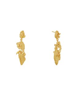 Gold Plate Forest Life Bark Drop Earrings Product Photo
